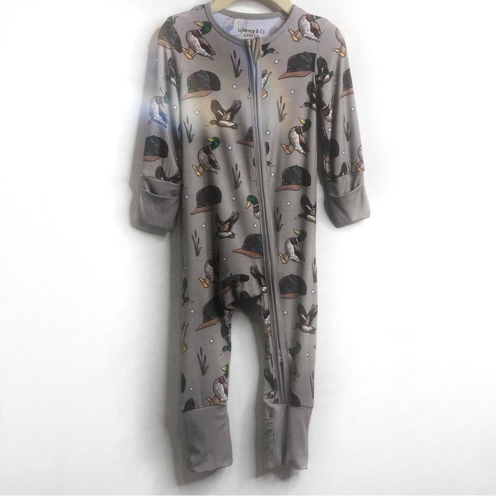 Whimsy & Co. Bamboo Duck Hunting Footless Romper Size 18-24 mos. New!